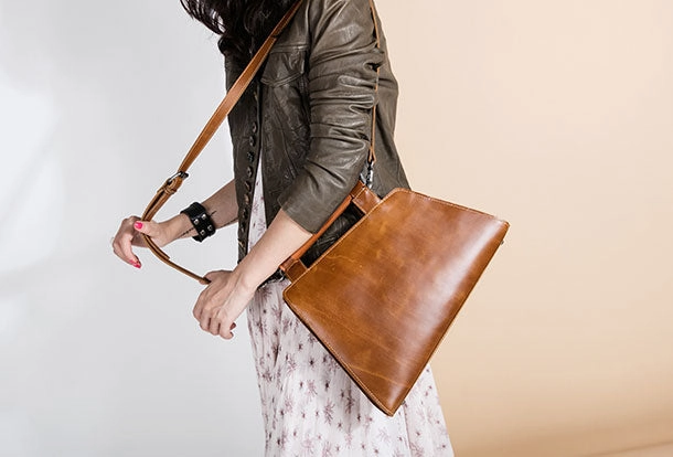 Genuine Leather Handmade Wooden Handbag Bag Shoulder Bag Purse For Women Soft Material Functional daily carry