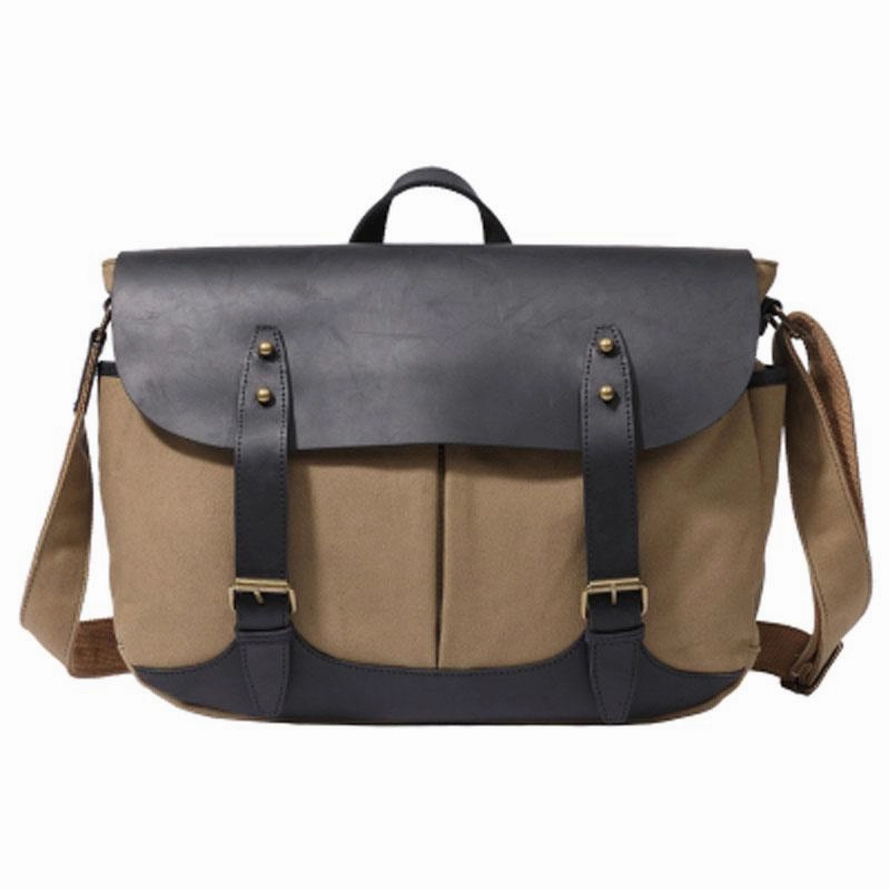 Mens Canvas Leather Messenger Bag Saddle Side Bag Canvas Shoulder Bag for Men Daily Function