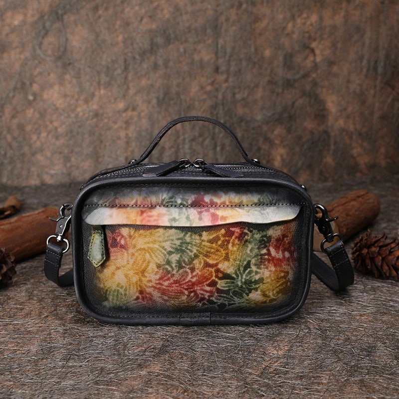 Practical Travel Handmade Womens Brown Leather Mini Satchel Shoulder Bag Best Handbag Cube Crossbody Purses for Ladies