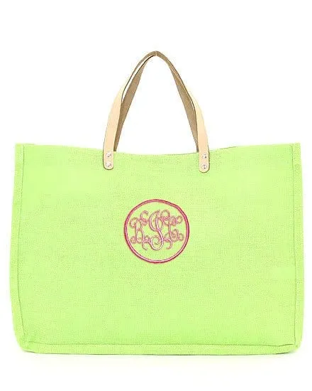 On The Go MA514 Jute Burlap Large Tote Bag