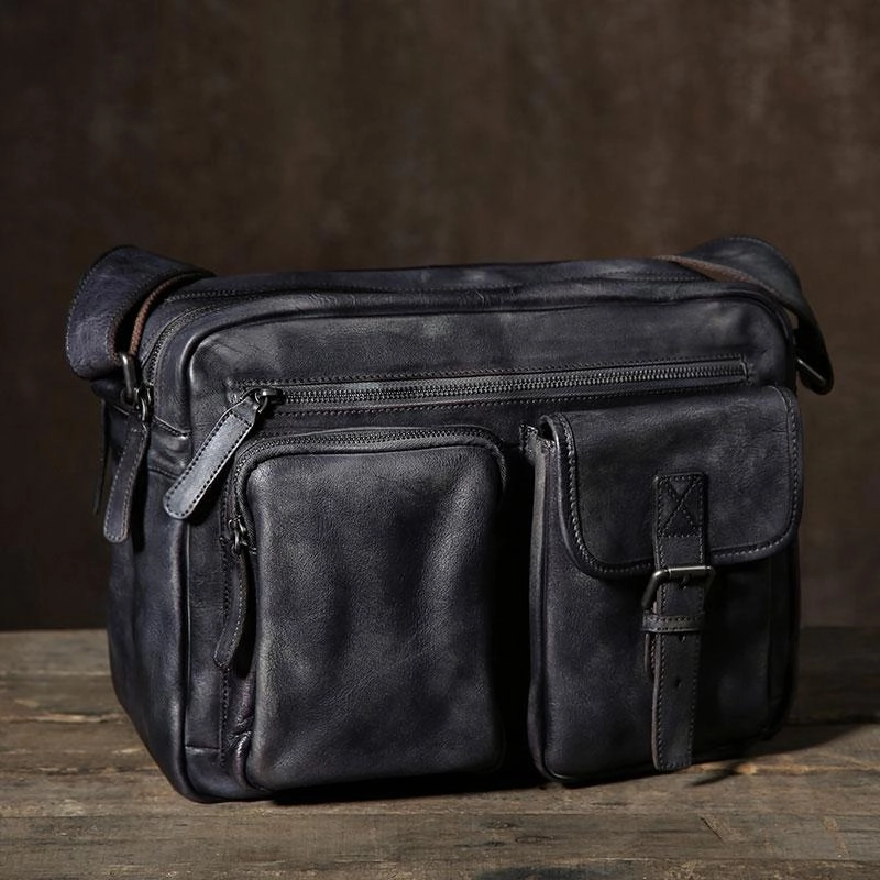 Cool Leather Mens Shoulder Bag Messenger Bag Travel Bag for men Outdoor Carry