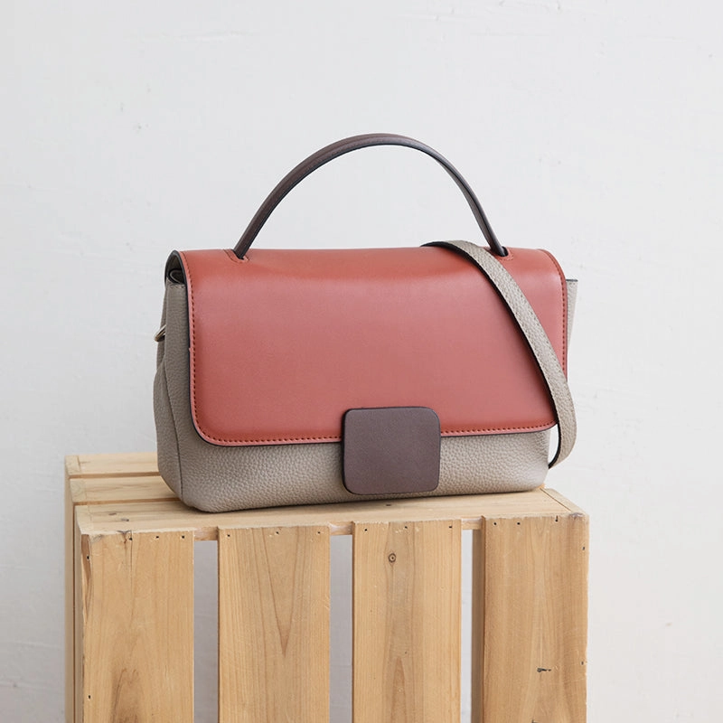 Minimalist Leather Womens Stylish Handbag Work Purse Shoulder Bag for Women Quick Access