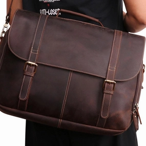 Leather Mens Vintage Large Brown Messenger Bag Laptop Shoulder Bag for Men Functional Companion