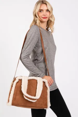 MB0260 Fleece Trimmed Tote/Crossbody Bag Offers secure storage without sacrificing style