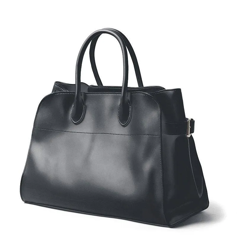 Versatile Genuine Leather Tote Bag - Women's Boston Shoulder Bag for Everyday Commute, Luxury Designer Bag Elegant Look