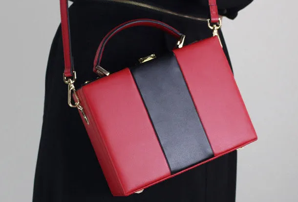 Genuine Leather Cube bag shoulder bag small suitcase for women leather crossbody bag Daily Companion Functional Storage