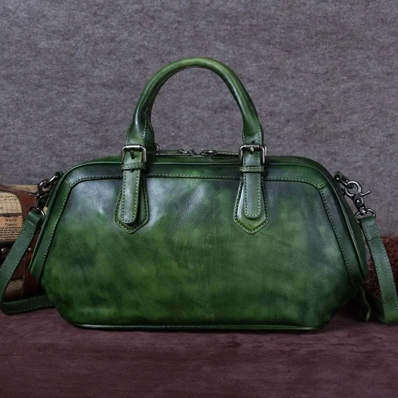 Luxury Daily Easy Access Gray 13" Womens Leather Doctor Handbag Brown Doctor's Bag Red Shoulder Bag Purse for ladies