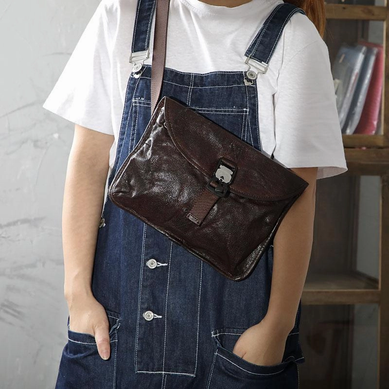 Urban Adventure Casual Companion DISTRESSED BROWN LEATHER MEN'S Side BAG 10 inches MESSENGER BAG Leather Coffee Courier BAGs FOR MEN