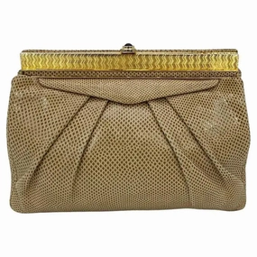 Formal Ensemble refined design Judith Leiber Vintage Saks Tan Lizard Clutch