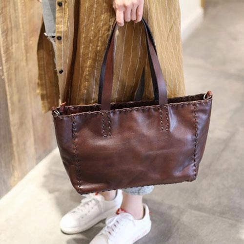 Timeless fashion piece Practical Design Fashion Womens Brown Leather Tote Shoulder Bag Soft Leather Tote Work Handbag for Women