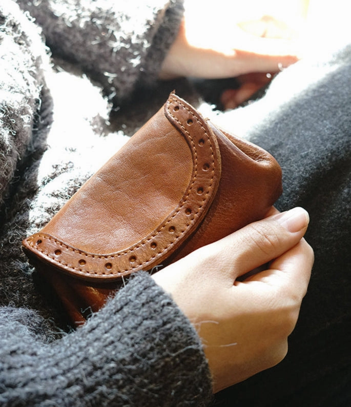 Handmade leather wallet | Full Grain Leather Vintage Purse | Short Wallet small vintage card wallet Coin Pouch for women Handmade Classic Quality