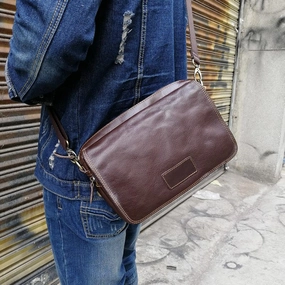 Urban Gear Outdoor Lifestyle Vintage Leather Mens Dark Brown Small Messenger Bag Shoulder Bags Side Bag for Men