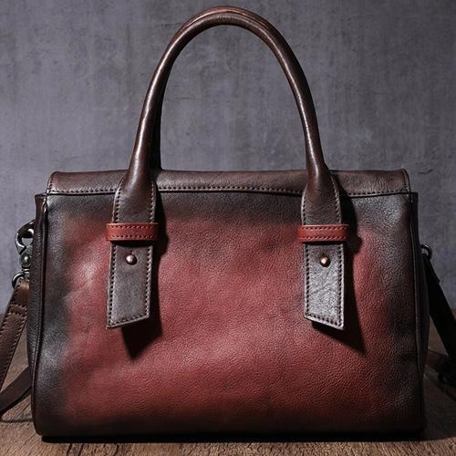 Designer Touch Season Highlight Vintage Red Ladies Leather Handbag Purse Brown Work Handbag Shoulder Purse for Women