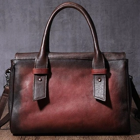 Chic Form Vintage Red Ladies Leather Handbag Purse Brown Work Handbag Shoulder Purse for Women