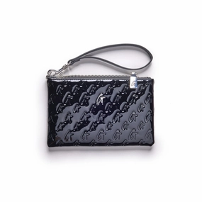 MINI MONOGRAM SILVER WRISTLET - MIRROR BLACK Leather texture Premium Finish