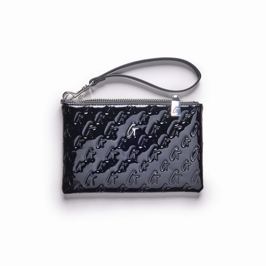 MINI MONOGRAM SILVER WRISTLET - MIRROR BLACK Leather texture Premium Finish