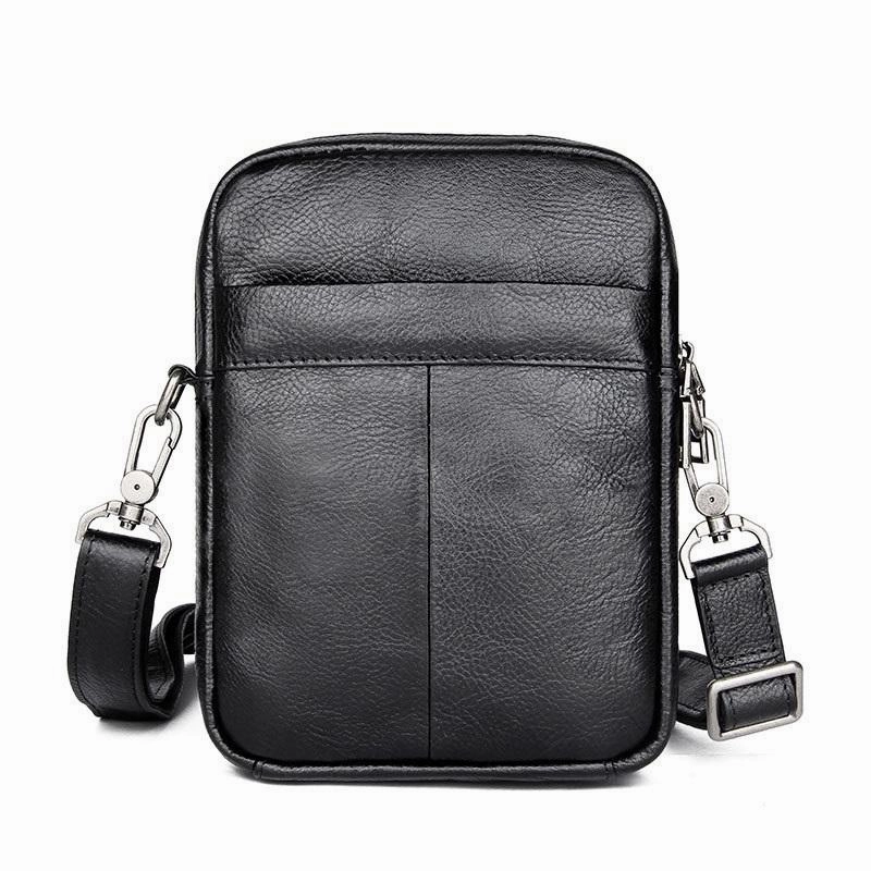 Urban Carry Fashion Comfort BADASS Black LEATHER MEN'S Small Side bag Vertical Phone Bag MESSENGER BAG Shoulder Bag FOR MEN