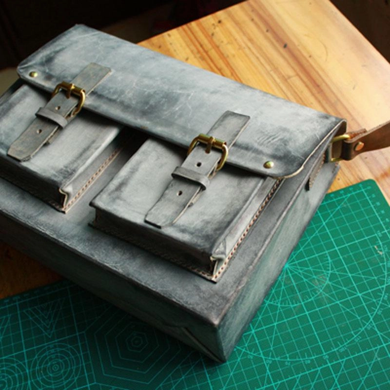 Durable Design Durable Companion Handmade Vintage Leather Mens Cool Messenger Bags Gray Shoulder Bag for Men