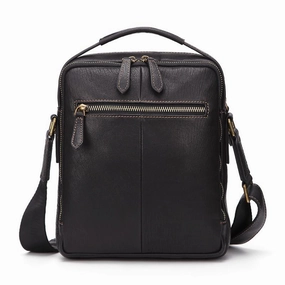 Everyday Reliability Fashion Black Leather Men's Tablet Shoulder Bag Small Vertical Side Bag Messenger Bag For Men