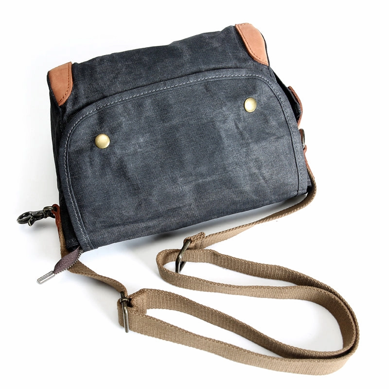 Compact Fit Gray Waxed Canvas Mens Casual Shoulder Bag Messenger Bags Casual Courier Bags for Men