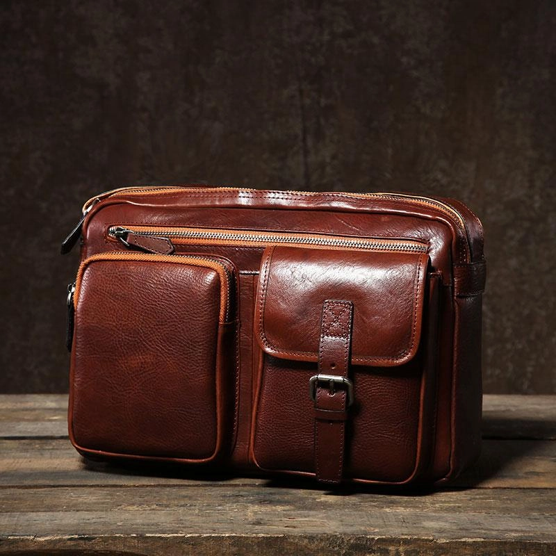 Genuine Leather Mens Cool Small Shoulder Bags Messenger Bag Bike Bag Cycling Bag for men Effortless Style Elegant Touch