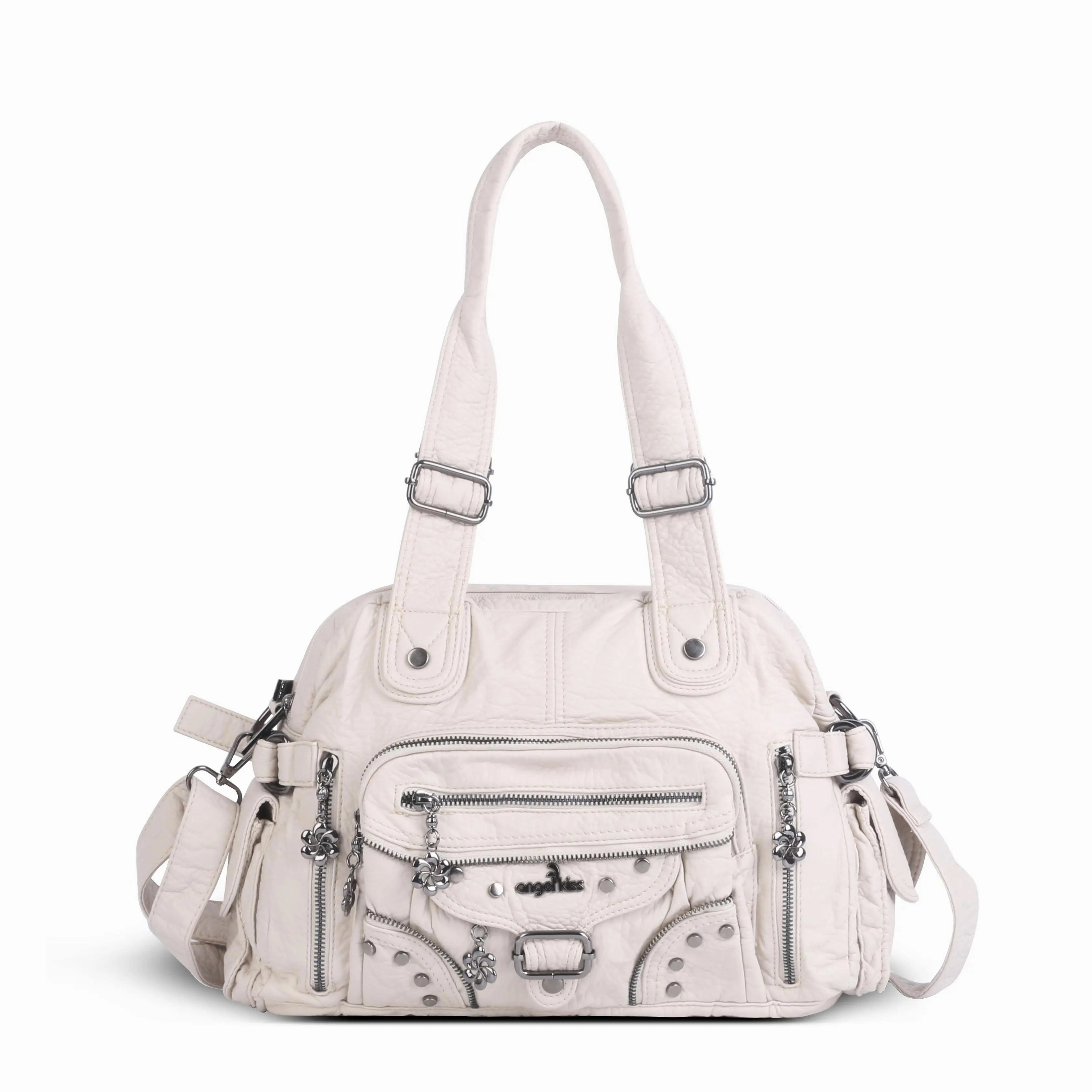 Quick Carry Casual Weekend Look Multi-Pocket Vintage Vegan Leather Tote ?C Classic Shoulder & Handbag for Women