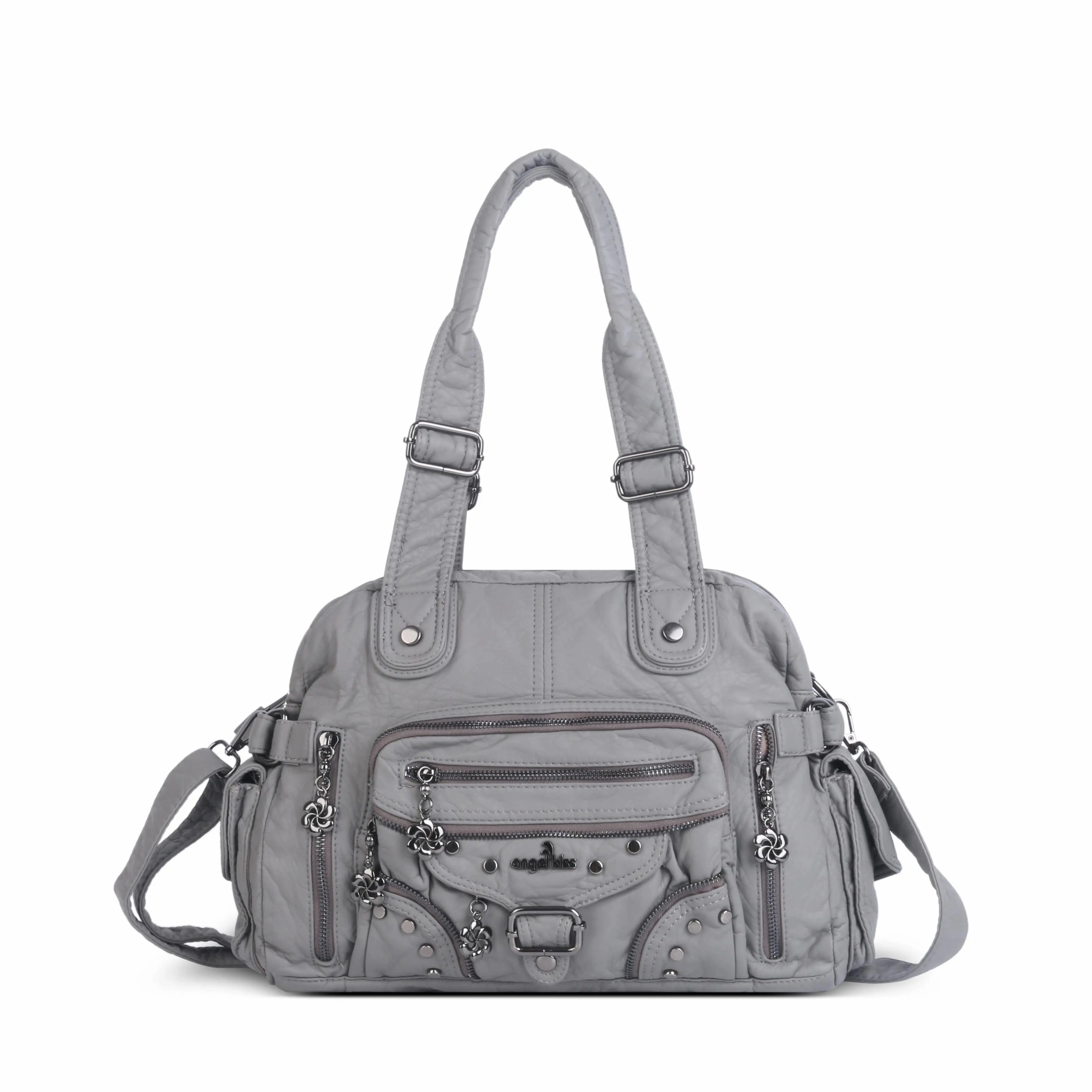 Easy to organize all your essentials in one place Multi-Pocket Vintage Vegan Leather Tote ?C Classic Shoulder & Handbag for Women