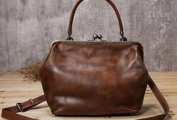 Work Essential Urban Travel Handmade Leather handbag purse shoulder bag for women leather shopper bag