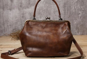 Handmade Leather handbag purse shoulder bag for women leather shopper bag Compact Design