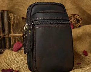 Mens Small Leather Belt Pouch Holster Belt Case Cell Phone Waist Pouch for Men Lightweight pocket wallet Elegant pocket organizer