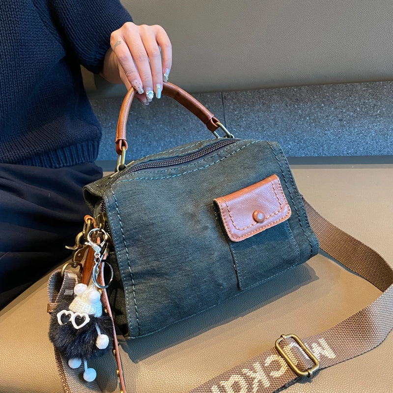 Travel Function Ergonomic Comfort Design Canvas Convertible Handbag Crossbody Bag Women Dark Green Canvas Convertible Backpack Shoulder Bag Lightweight Form