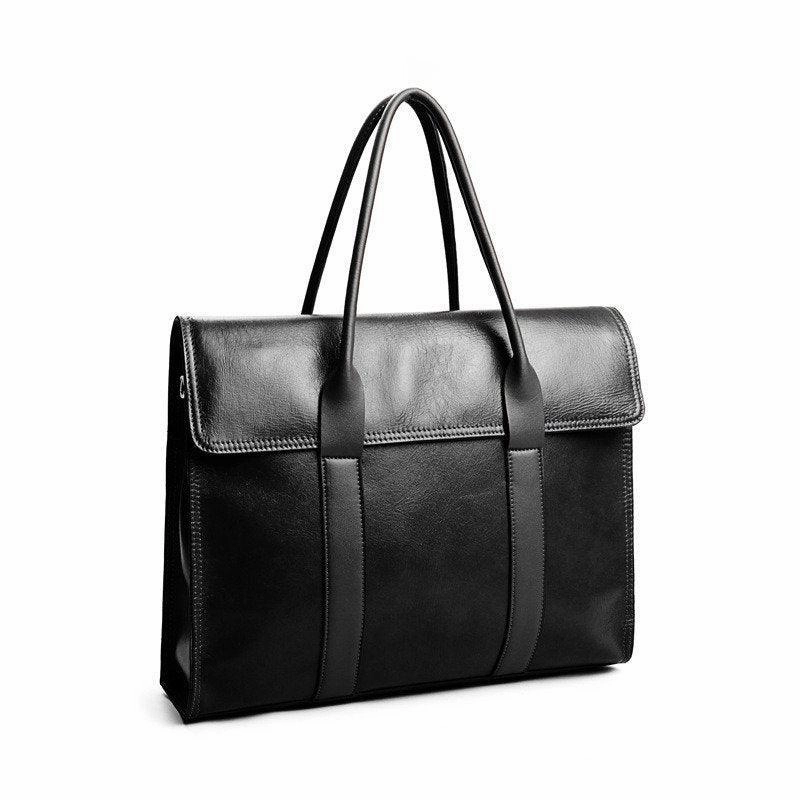 Oil-waxed Cowhide Leather 15" Laptop Bag, Leather Briefcase, Men's and Women's official lawyer bag, Fashion Work Tote, Business Shoulder Bag Casual Gear Lightweight Design