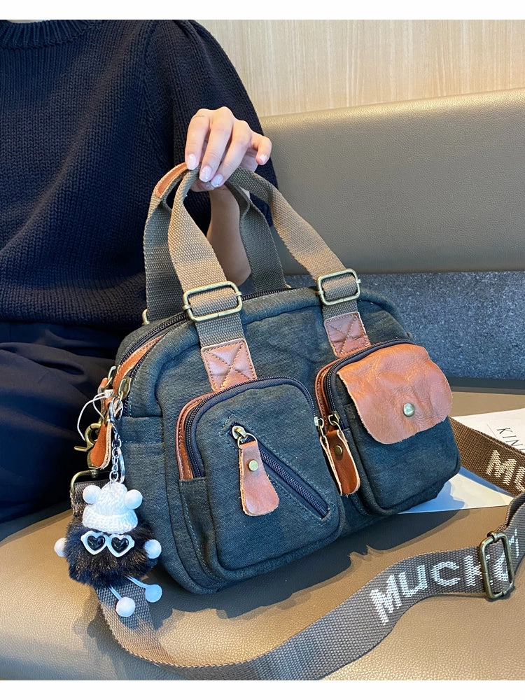 Green Canvas Women's Handbags Canvas Leather Handbags Shoulder Bag Crossbody Bag Urban Explorer Modern Everyday