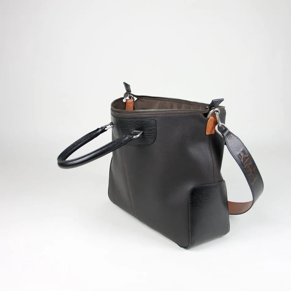 Contemporary Structure Structured designer bag Classic Large Womens Gray&Black Leather Work Handbag Purse Leather Shoulder Purse Bag for Ladies