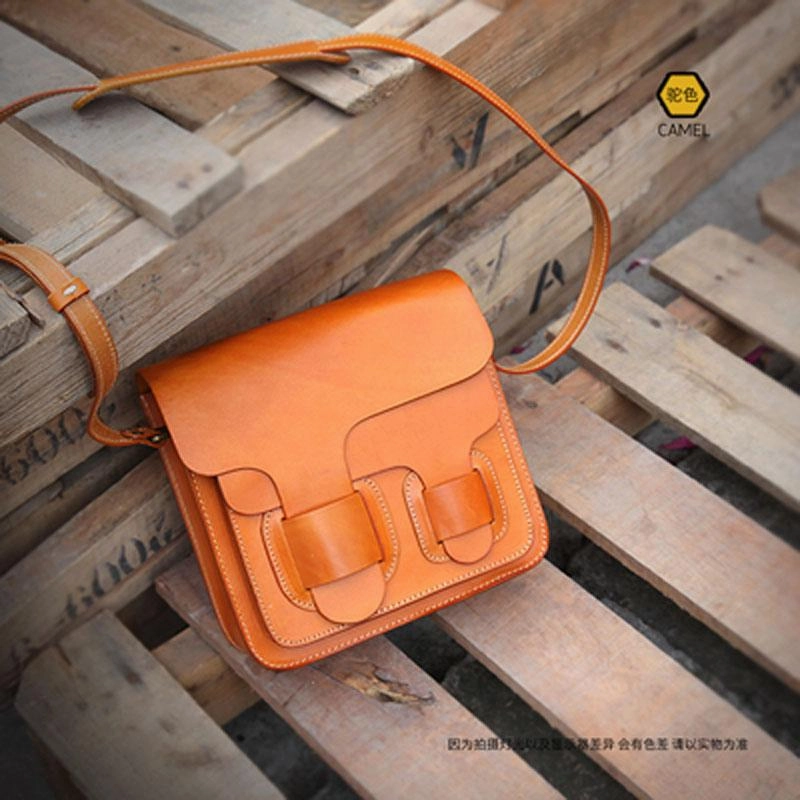 Functional Journey Cool Leather Mens Tan Messenger Bag Side Bag Small Shoulder Bag for Men