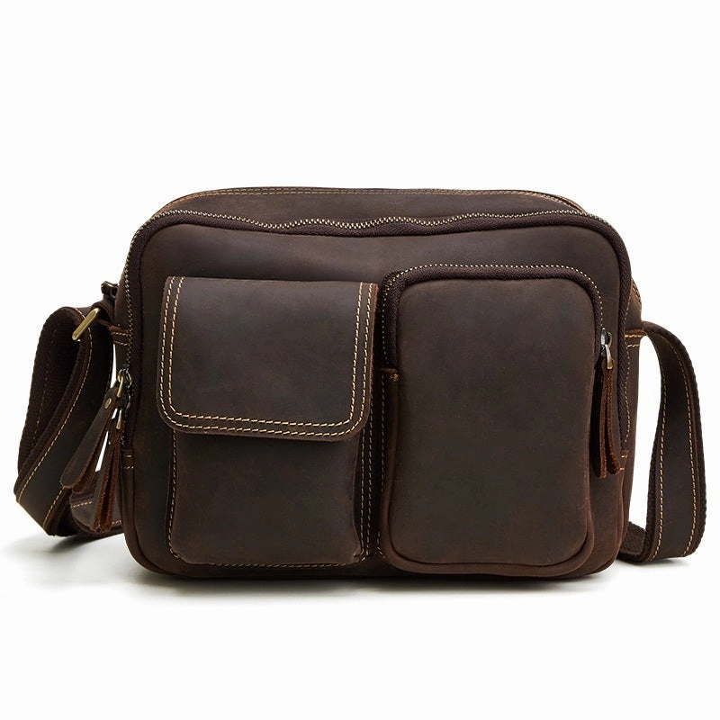Vintage Cool Leather Mens Messenger Bags Shoulder Bag CrossBody Bags For Men Stylish Carry