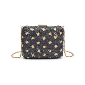 Hidden Pocket 60790 Samantha Floral Straw Clutch/Evening Bag With Chain Strap