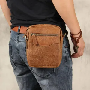 Luxury Finish Spacious card holder Leather Belt Pouch Mens Small Cases Waist Bag Hip Pack Fanny Pack for Men