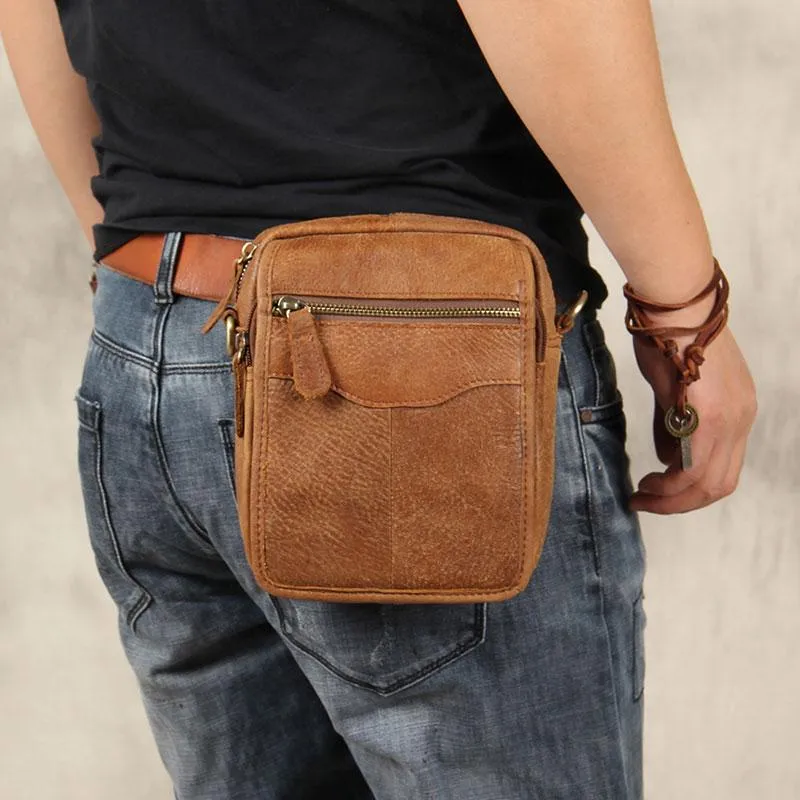 Luxury Finish Spacious card holder Leather Belt Pouch Mens Small Cases Waist Bag Hip Pack Fanny Pack for Men