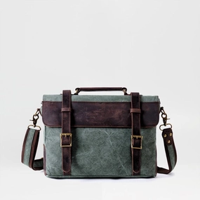 Comfort Companion Functional Everyday Waxed Canvas Leather Mens Side Bag 14???? Messenger Bag Computer Bag For Men