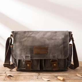 Waxed Canvas Messenger Bags for men Vintage Shoulder Bag for men Flexible Carry