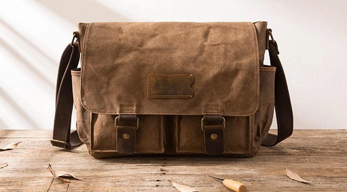 Waxed Canvas Messenger Bags for men Vintage Shoulder Bag for men Light Carry Compact Storage