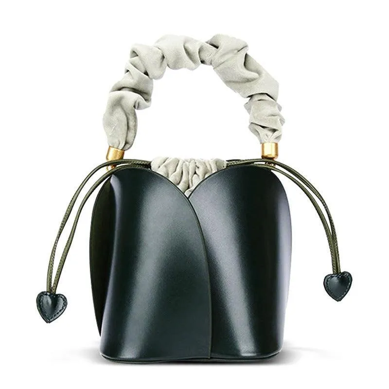 Fashion Accent Smart Accessory Petals Blossom Bucket Bag - Elegance Meets Function in Chic Cowhide Leather Shoulder Bag