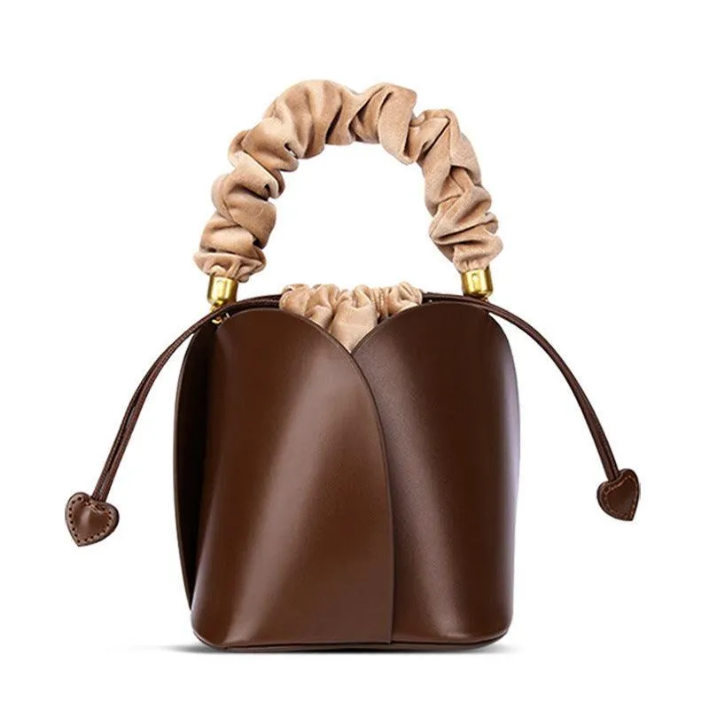 Petals Blossom Bucket Bag - Elegance Meets Function in Chic Cowhide Leather Shoulder Bag Daily Use Essential
