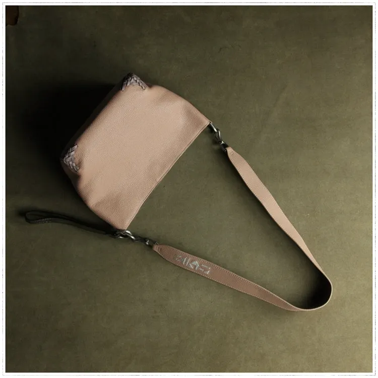 Professional Choice Pink Womens Leather Bucket Shoulder Purse Womens Barrel Leather Handbag Shoulder Bag for Ladies