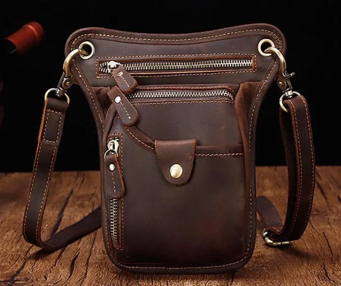 Practical Choice Sleek Appearance Cool Leather Small Side Bag Messenger Bag Waist Bag Small Shoulder Bag For Men