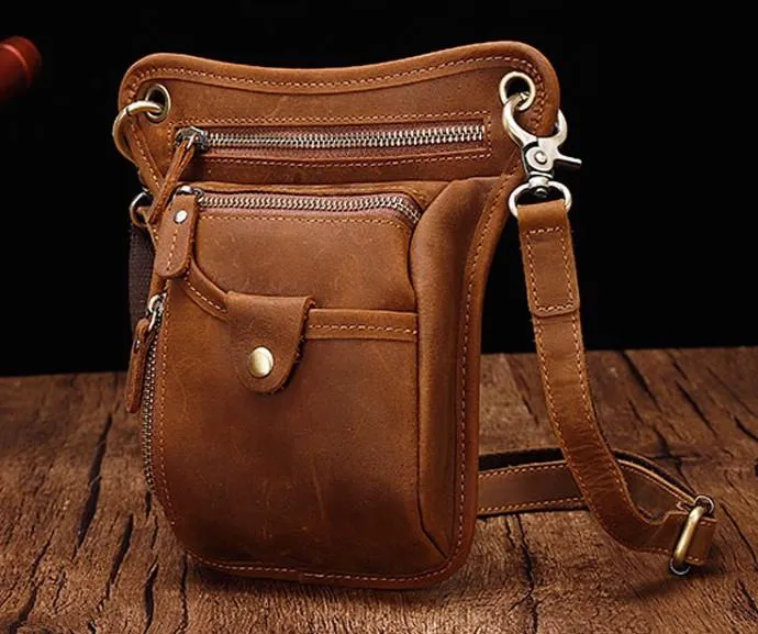Urban Journey Cool Leather Small Side Bag Messenger Bag Waist Bag Small Shoulder Bag For Men