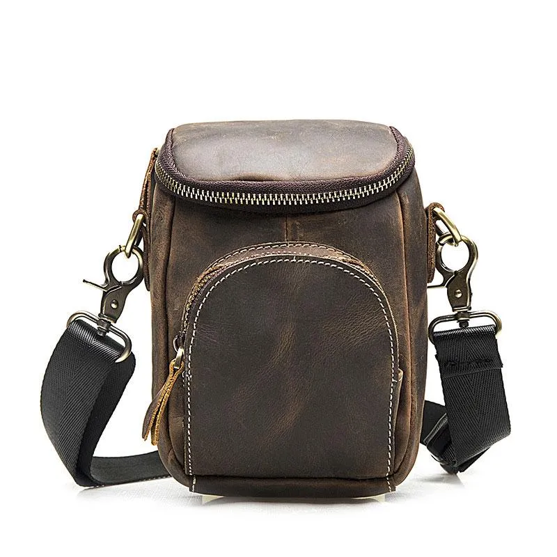 Leather Mens Cell Phone Holster Belt Pouch Waist Bag Mens Side Bag Shoulder Bag for Men Urban Edge Compact Fit