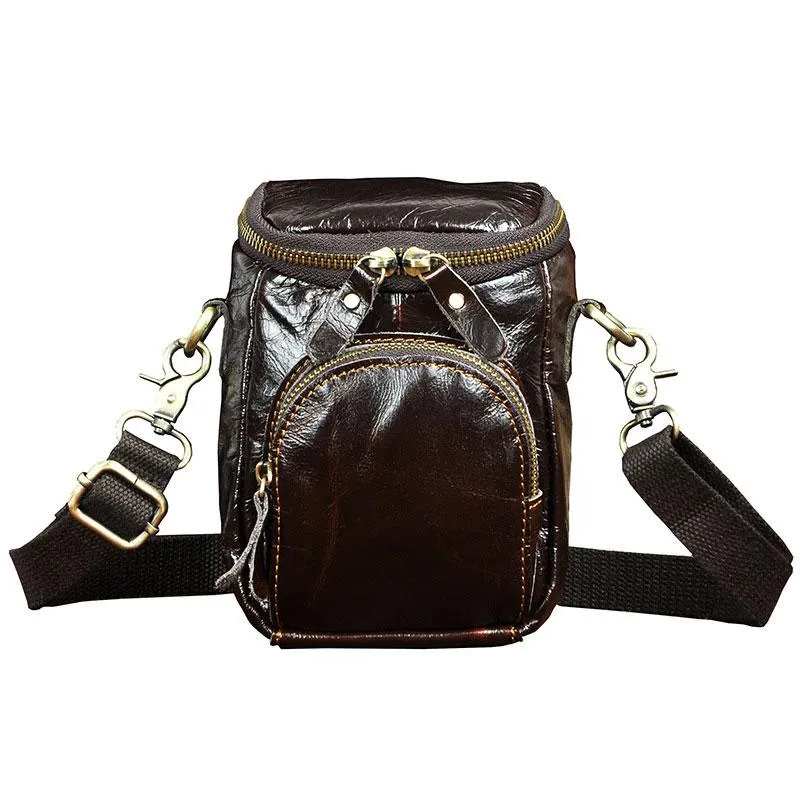 Functional Detail Modern Appeal Leather Mens Cell Phone Holster Belt Pouch Waist Bag Mens Side Bag Shoulder Bag for Men