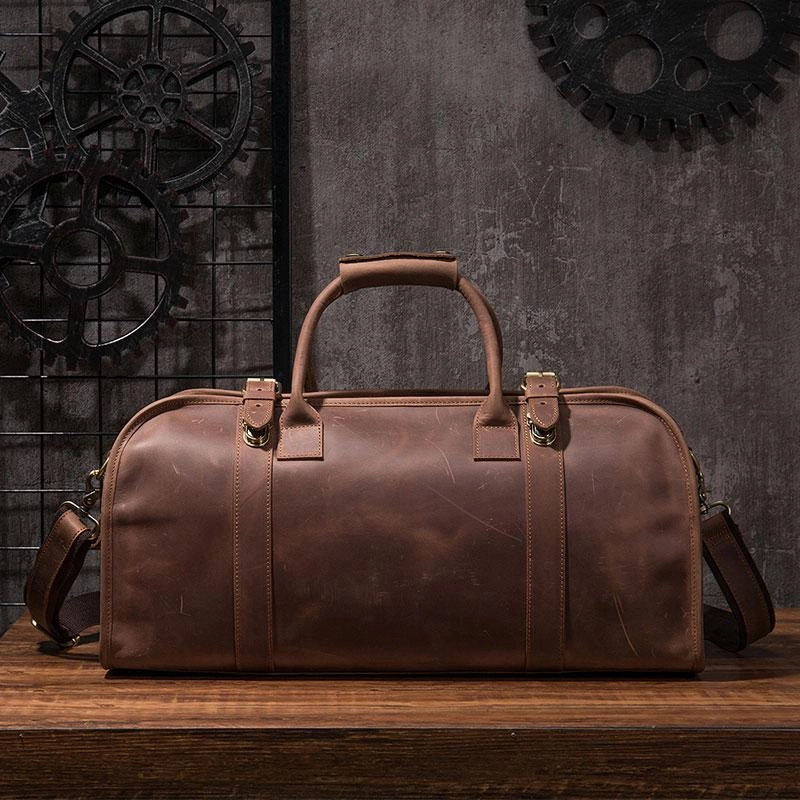 Long Haul Cool Leather Mens Overnight Bags Weekender Bag Vintage Travel Bags Duffle Bag for Men